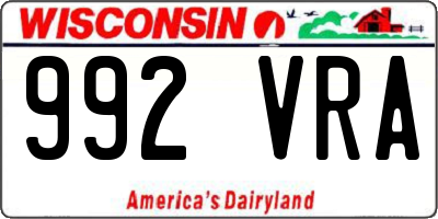 WI license plate 992VRA