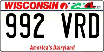 WI license plate 992VRD
