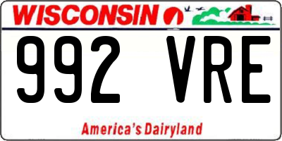 WI license plate 992VRE