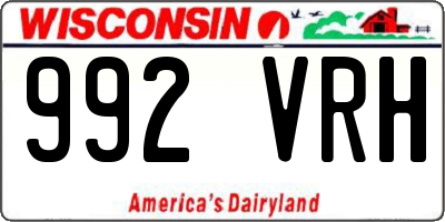 WI license plate 992VRH