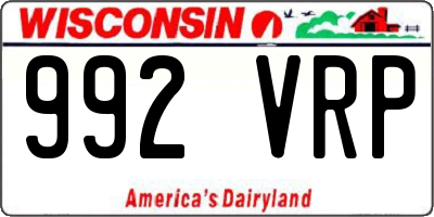 WI license plate 992VRP