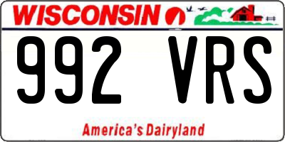 WI license plate 992VRS
