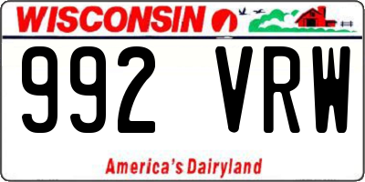 WI license plate 992VRW