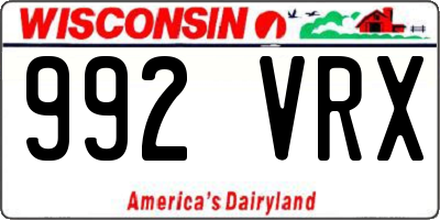 WI license plate 992VRX