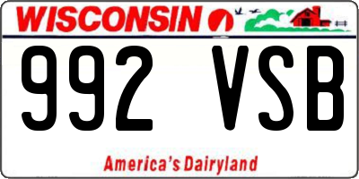 WI license plate 992VSB