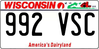WI license plate 992VSC