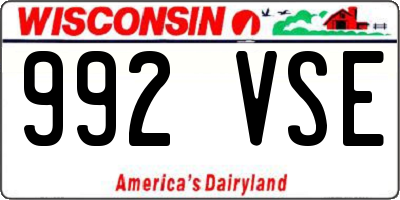 WI license plate 992VSE