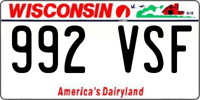 WI license plate 992VSF