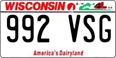 WI license plate 992VSG