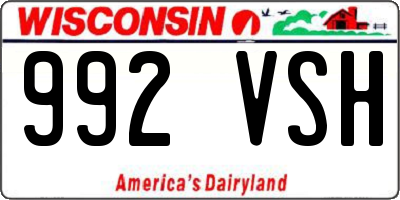 WI license plate 992VSH