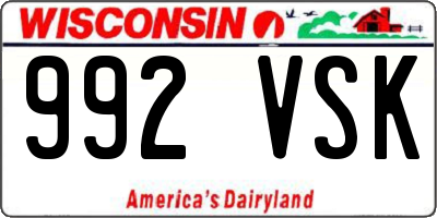 WI license plate 992VSK