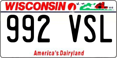 WI license plate 992VSL