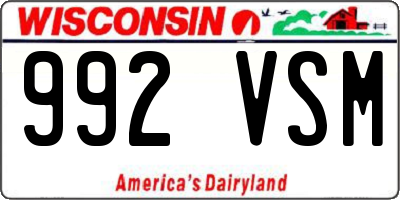 WI license plate 992VSM