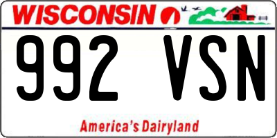 WI license plate 992VSN