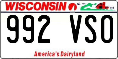 WI license plate 992VSO