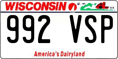 WI license plate 992VSP