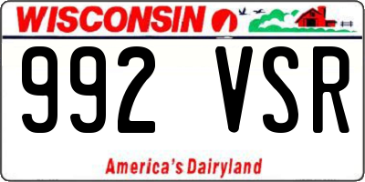 WI license plate 992VSR