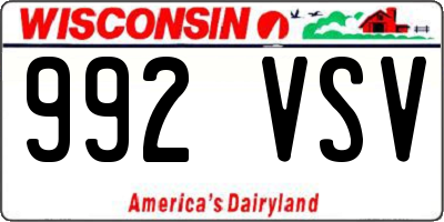 WI license plate 992VSV