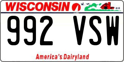 WI license plate 992VSW