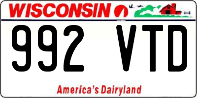 WI license plate 992VTD