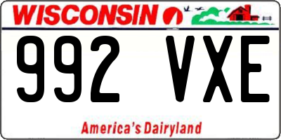 WI license plate 992VXE