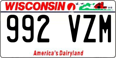 WI license plate 992VZM