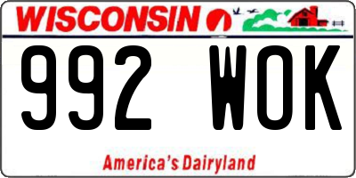 WI license plate 992WOK