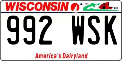 WI license plate 992WSK