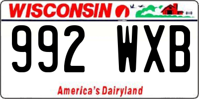 WI license plate 992WXB