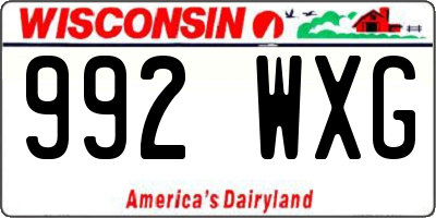WI license plate 992WXG
