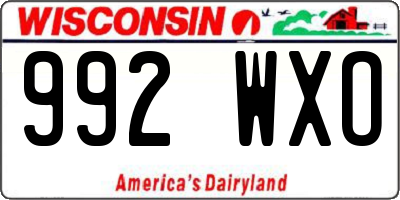 WI license plate 992WXO
