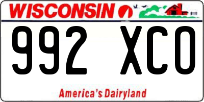 WI license plate 992XCO