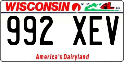 WI license plate 992XEV