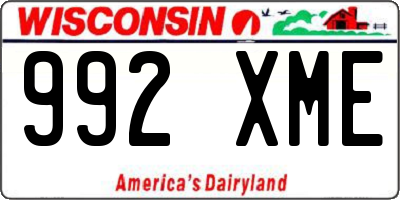 WI license plate 992XME
