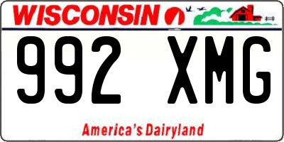 WI license plate 992XMG
