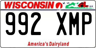 WI license plate 992XMP