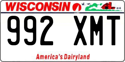 WI license plate 992XMT