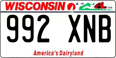 WI license plate 992XNB