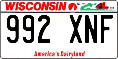 WI license plate 992XNF