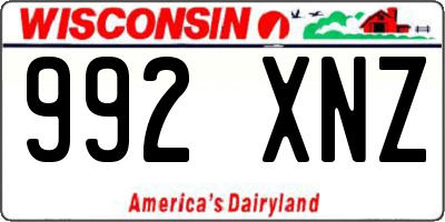 WI license plate 992XNZ