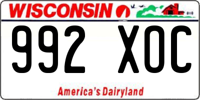 WI license plate 992XOC