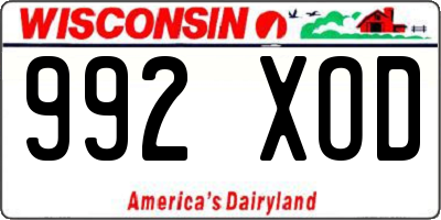 WI license plate 992XOD