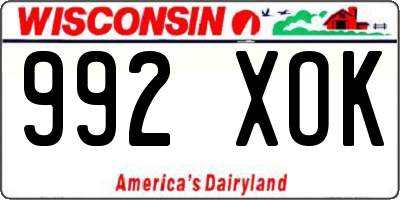 WI license plate 992XOK