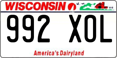 WI license plate 992XOL