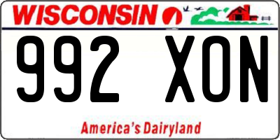 WI license plate 992XON
