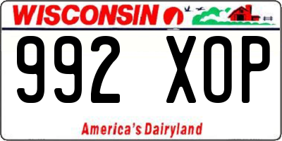 WI license plate 992XOP