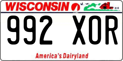 WI license plate 992XOR