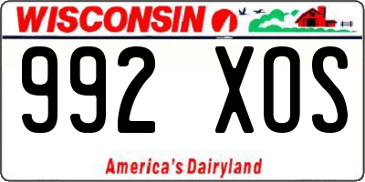 WI license plate 992XOS