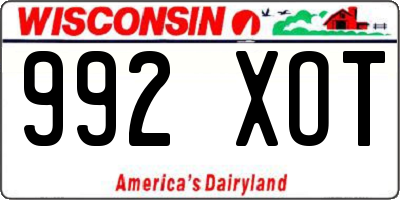 WI license plate 992XOT
