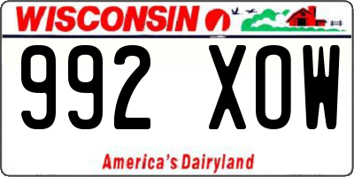 WI license plate 992XOW